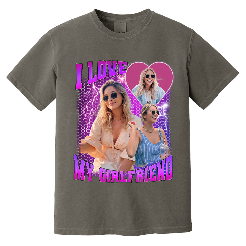 Custom Photo Bootleg Rap I Love My Girlfriend Valentine Shirt Gift For Boyfriend