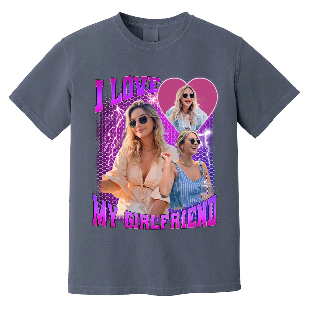 Custom Photo Bootleg Rap I Love My Girlfriend Valentine Shirt Gift For Boyfriend