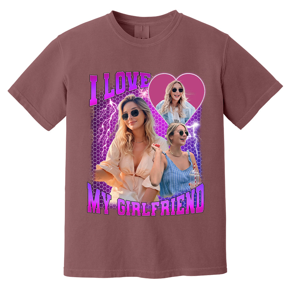 Custom Photo Bootleg Rap I Love My Girlfriend Valentine Shirt Gift For Boyfriend