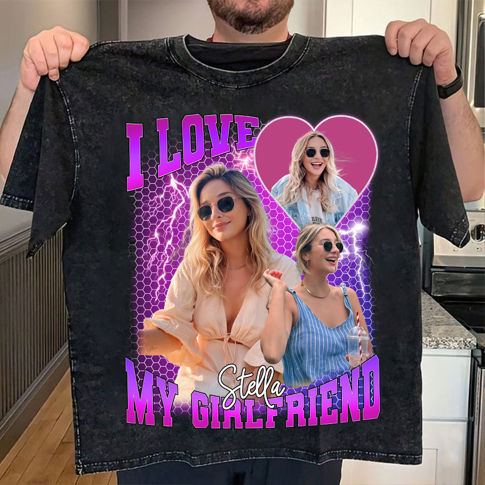 Custom Photo Bootleg Rap I Love My Girlfriend Valentine Shirt Gift For Boyfriend