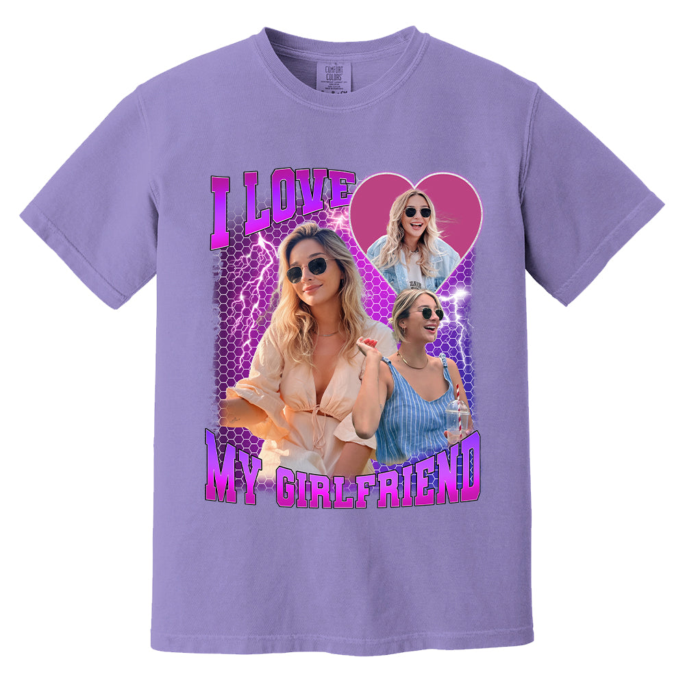 Custom Photo Bootleg Rap I Love My Girlfriend Valentine Shirt Gift For Boyfriend