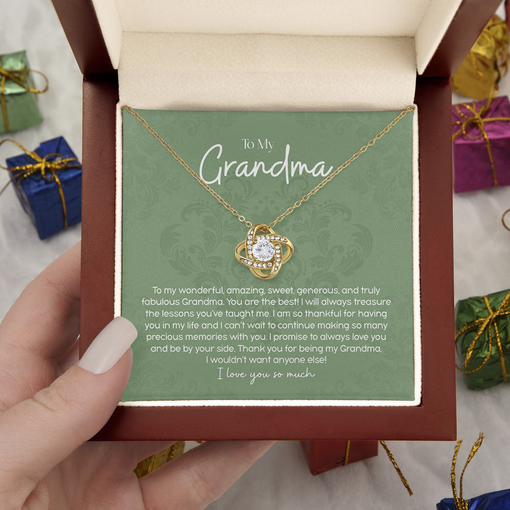 Personalized To My Grandma Love Knot Necklace Gifts For Grandma From Grandchildren With Message Card- I Wouldn't Want Anyone Else