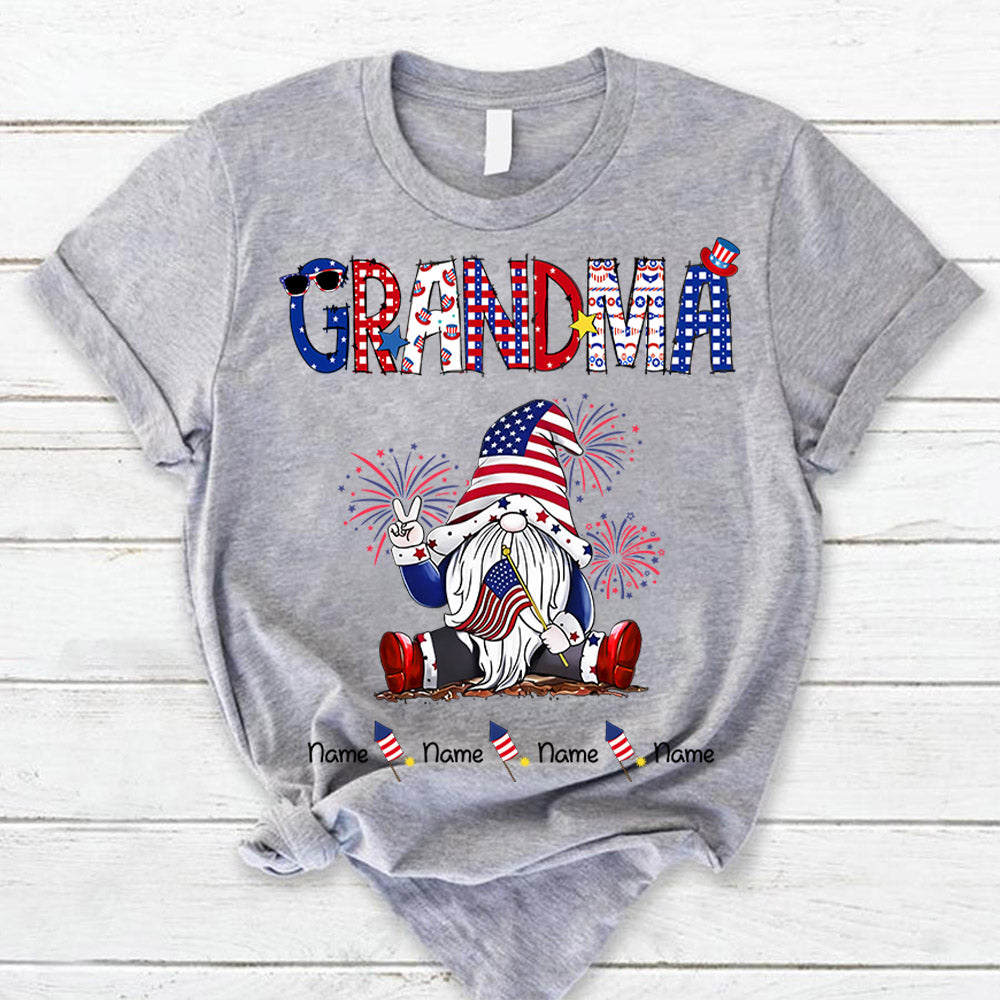 Personalized Mimi 4th of July Gnome Custom Rocket Kids Name Shirt For Grandma Nana Mimi