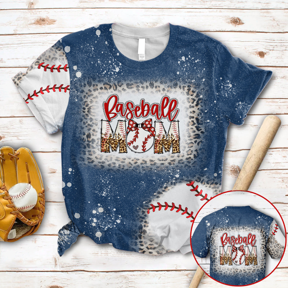 Interest Pod Personalized Shirts Baseball Mom Leopard Bleach 3D All Over Print Shirts for Baseball Mom Grandma HK10