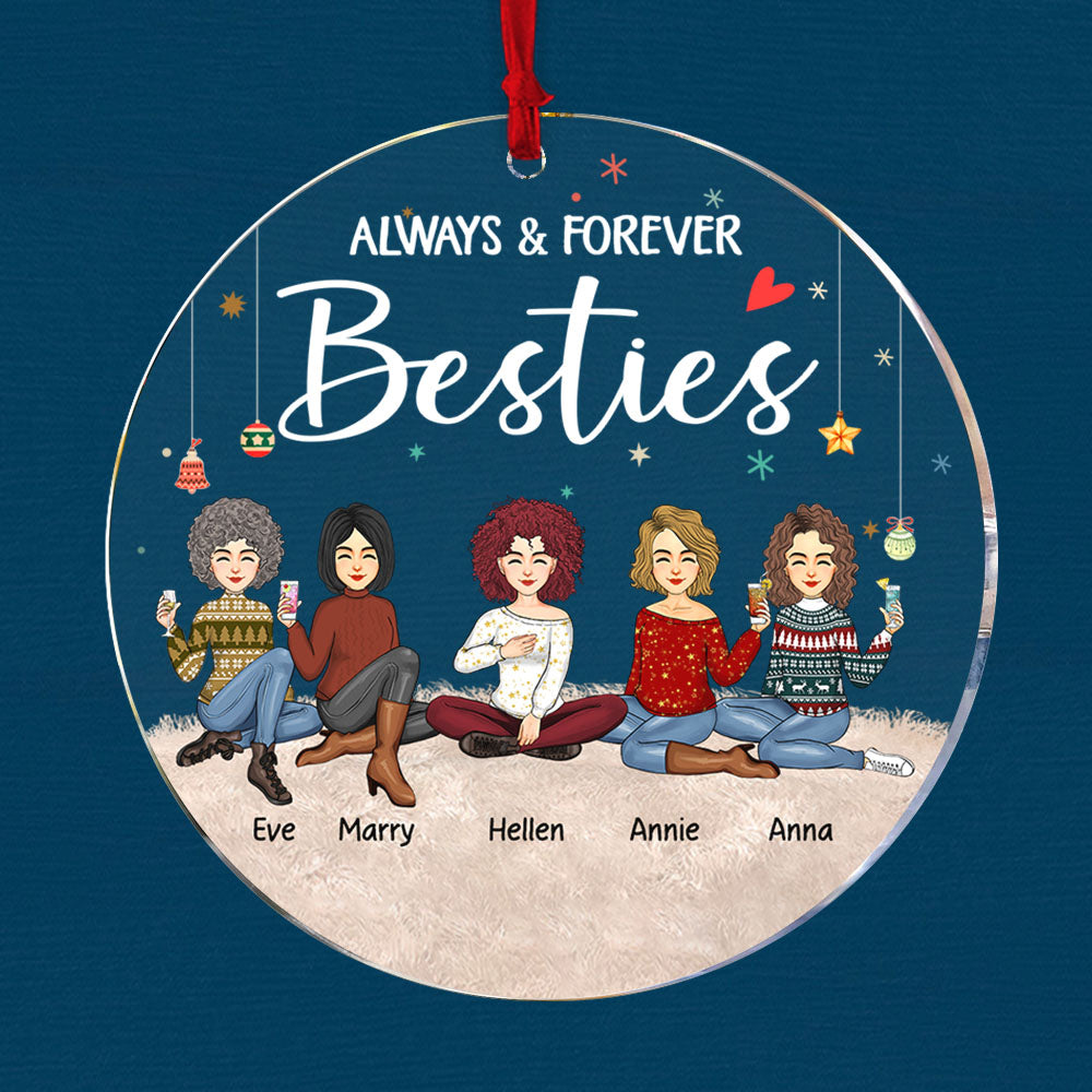 Besties Forever - Personalized Circle Acrylic Ornament