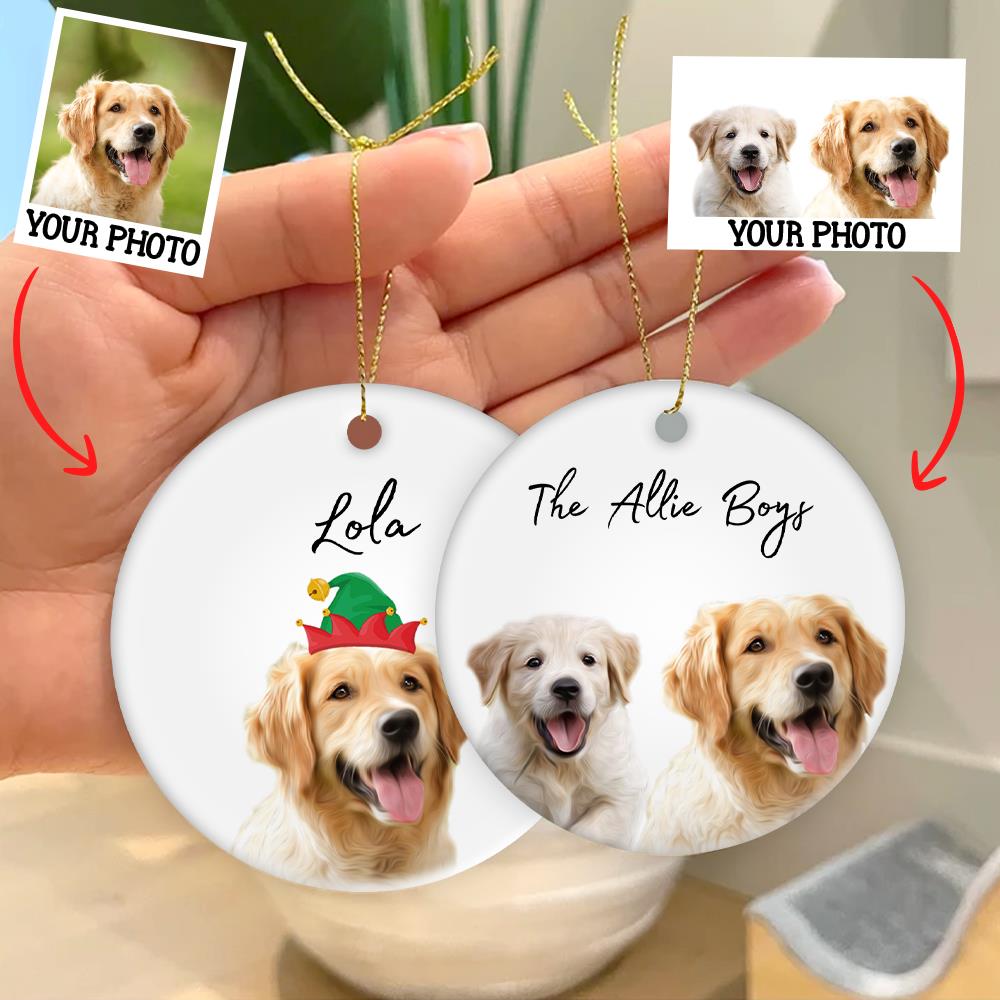 Personalized Pet Ornament Using Pet's Photo + Name - Custom Ornament Christmas Dog Ornament Personalized Dog Ornament Custom Dog vr8