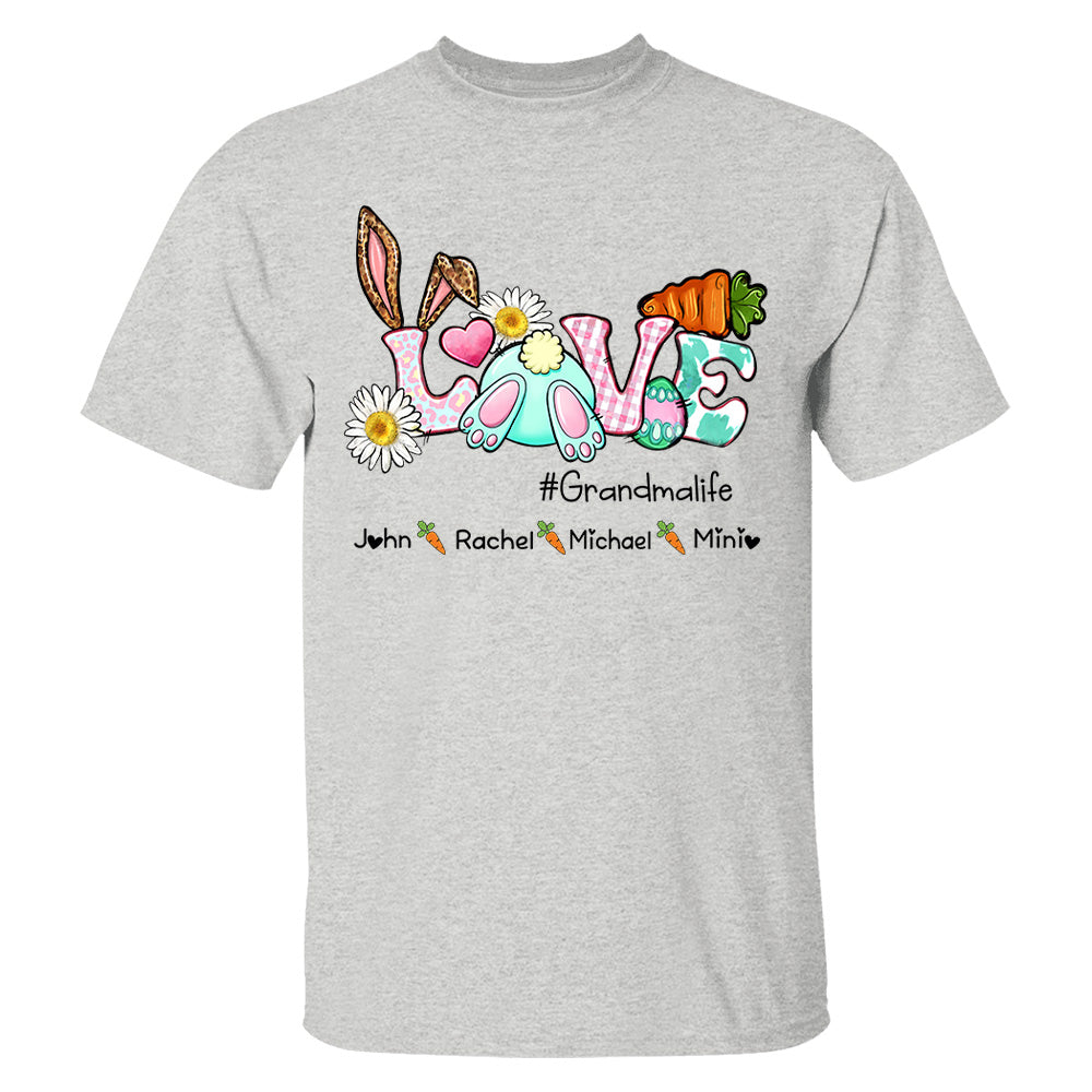 Love Easter Bunny Grandmalife Shirt, Easter Day Custom Shirt, Easter Bunny Shirt With Kids Name