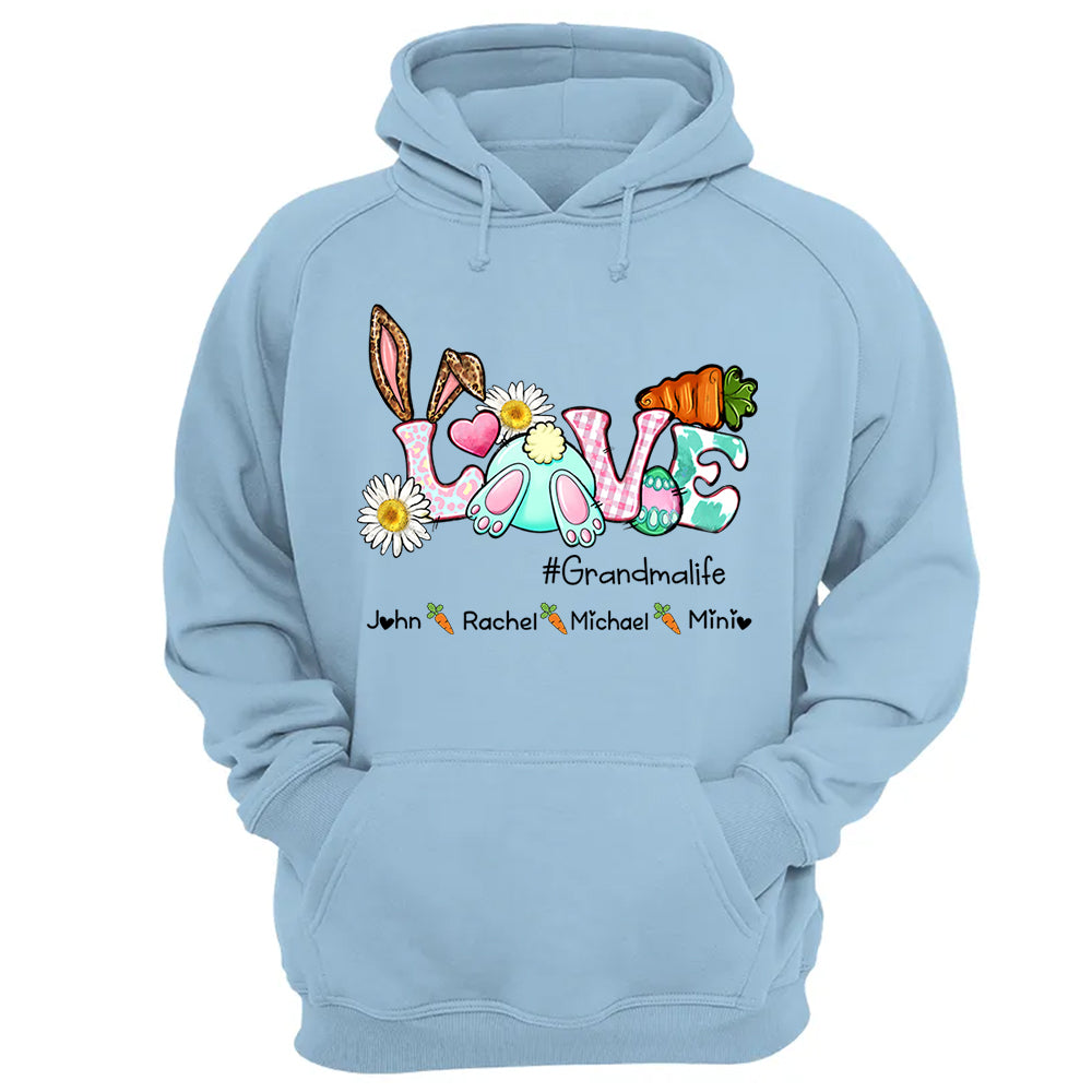 Love Easter Bunny Grandmalife Shirt, Easter Day Custom Shirt, Easter Bunny Shirt With Kids Name
