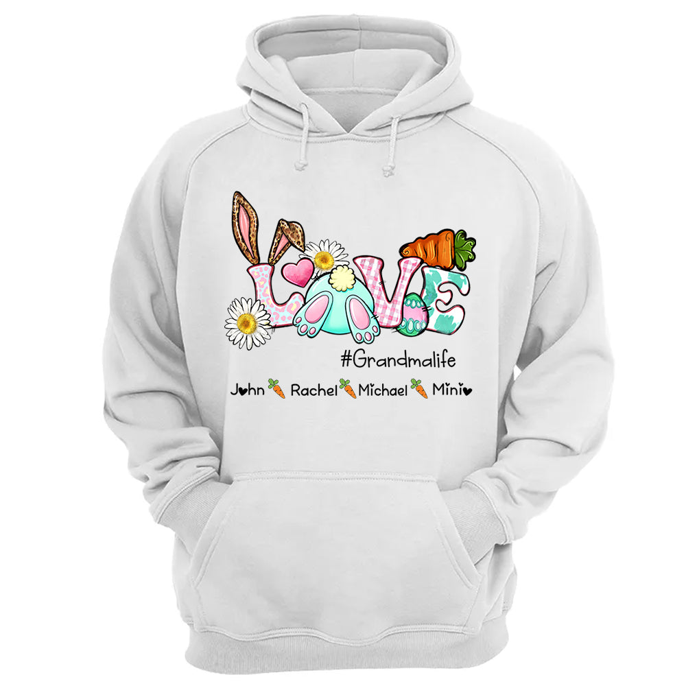 Love Easter Bunny Grandmalife Shirt, Easter Day Custom Shirt, Easter Bunny Shirt With Kids Name