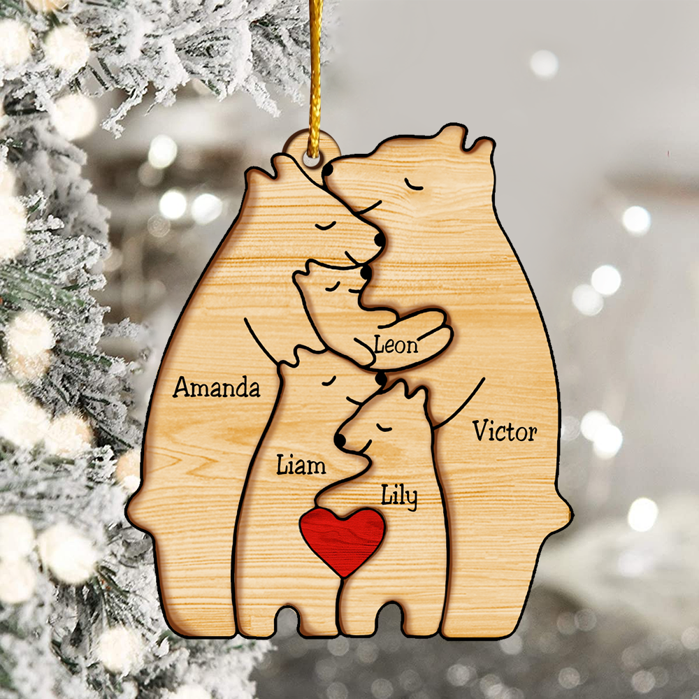 Family Bears Personalized Wooden Ornament