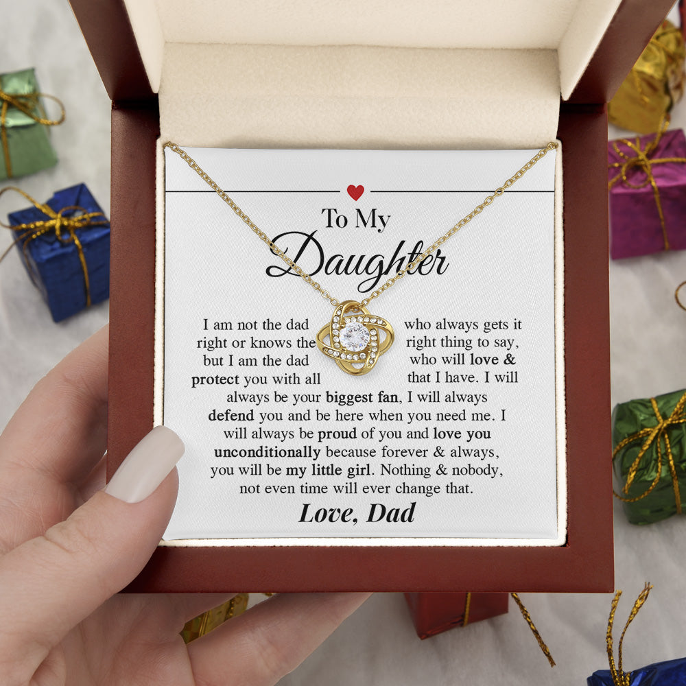 Personalized To My Daughter Love Knot Necklace Gifts For Daughter From Mom Dad - I Will Always Be Your Biggest Fan Love Knot Necklace