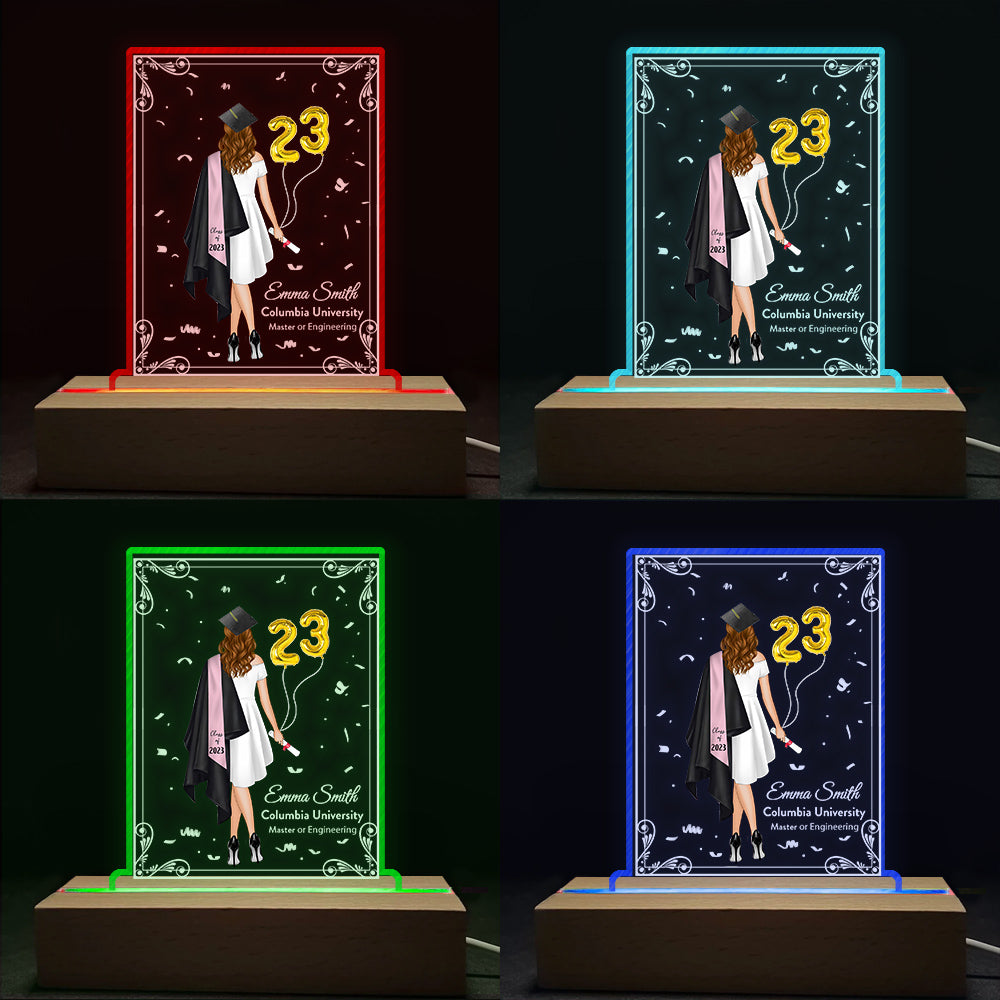 Personalized 3D Led Light Wooden Graduation Gift For Her Senior Gift Graduate 2025 K1702