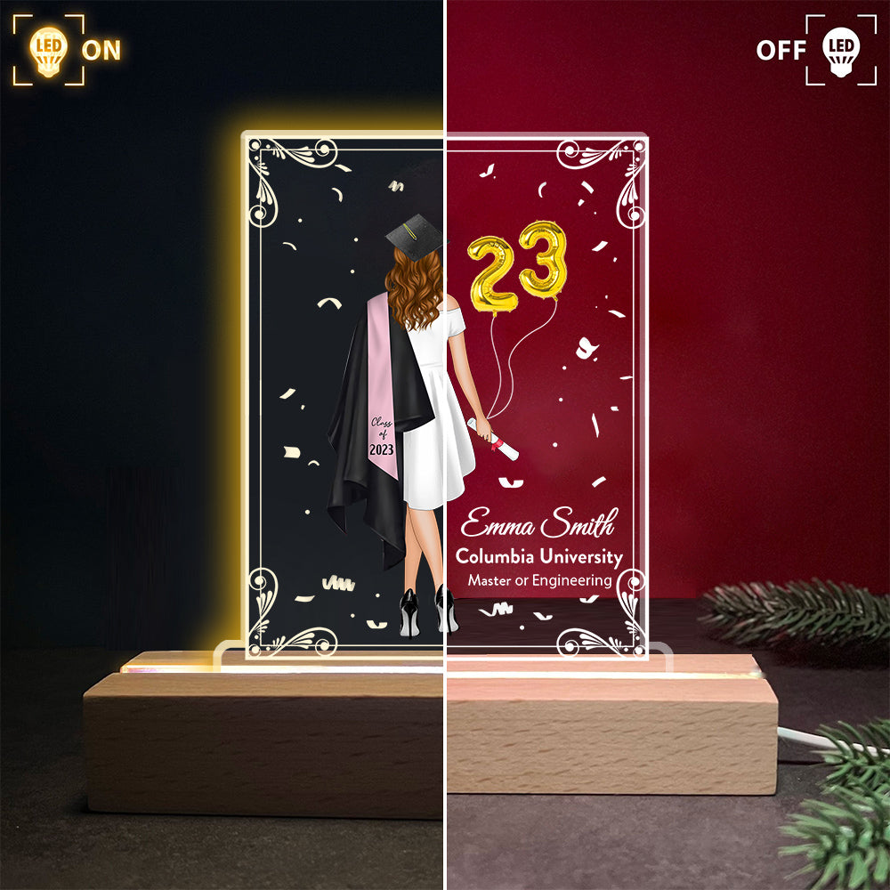 Personalized 3D Led Light Wooden Graduation Gift For Her Senior Gift Graduate 2025 K1702