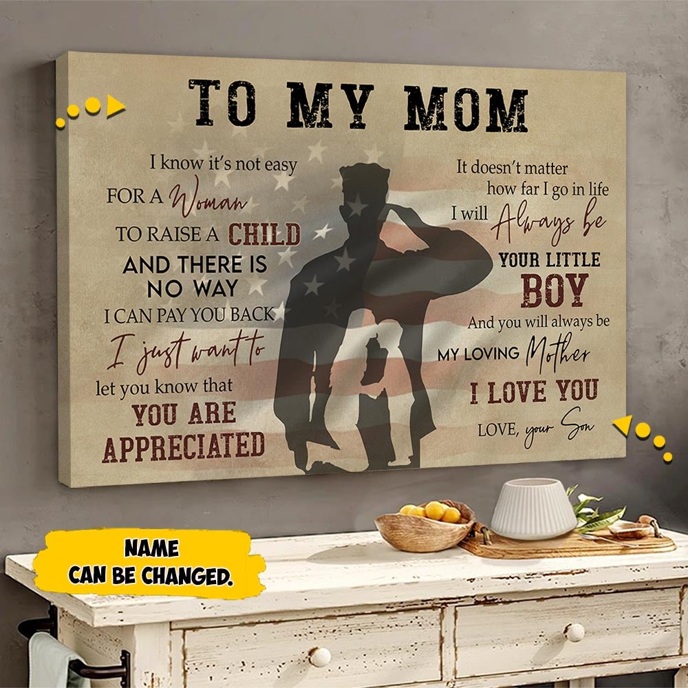 Custom Poster Canvas Prints Soldier For Mom