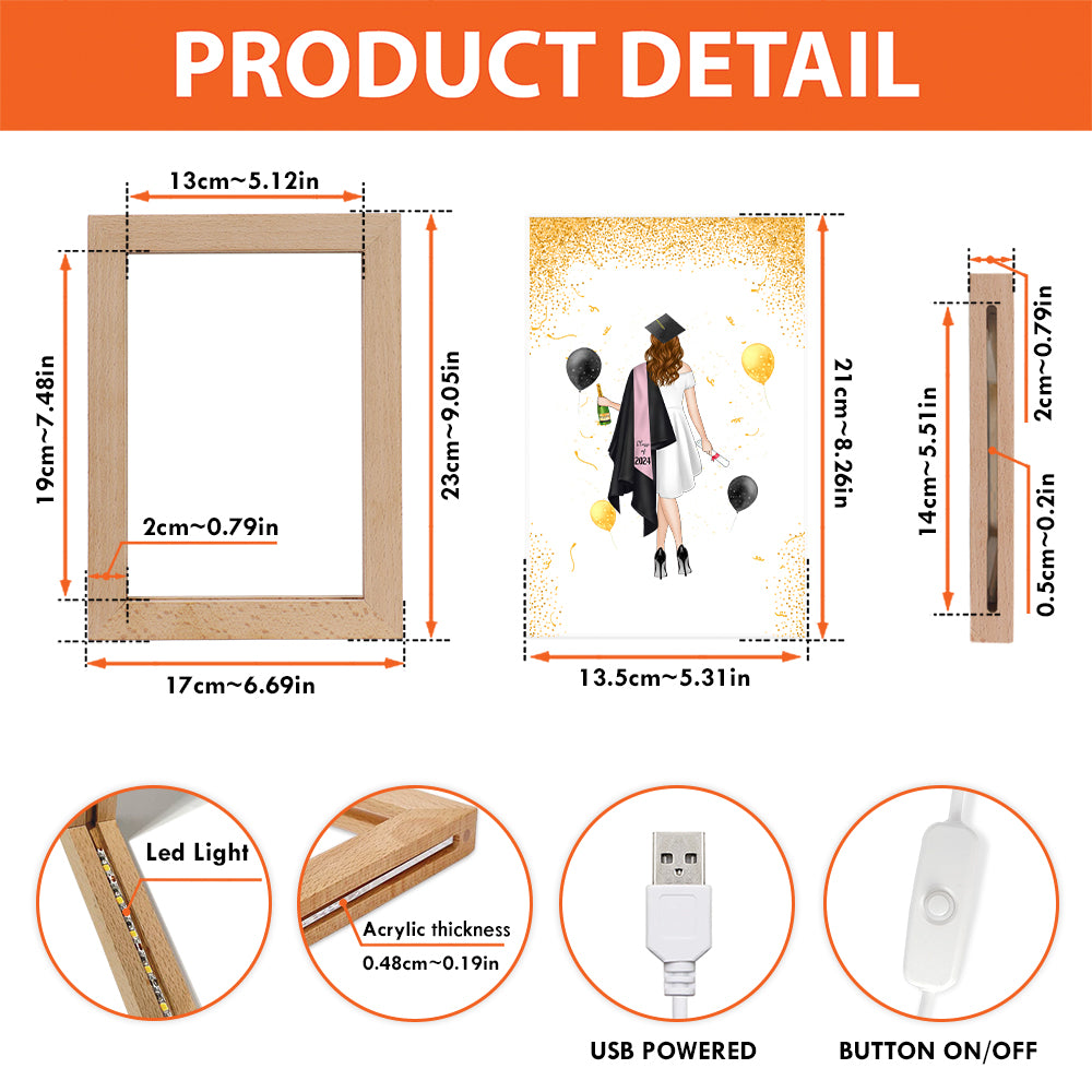 So She Did - Personalized Picture Frame Light Box - Custom Graduation Gift
