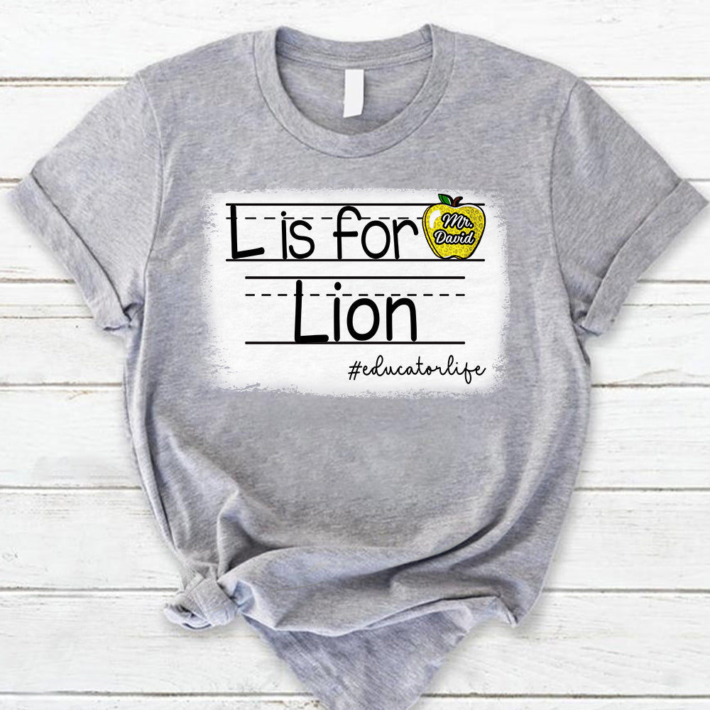 Personalized Lions Custom Apple Name Teacher T-Shirt