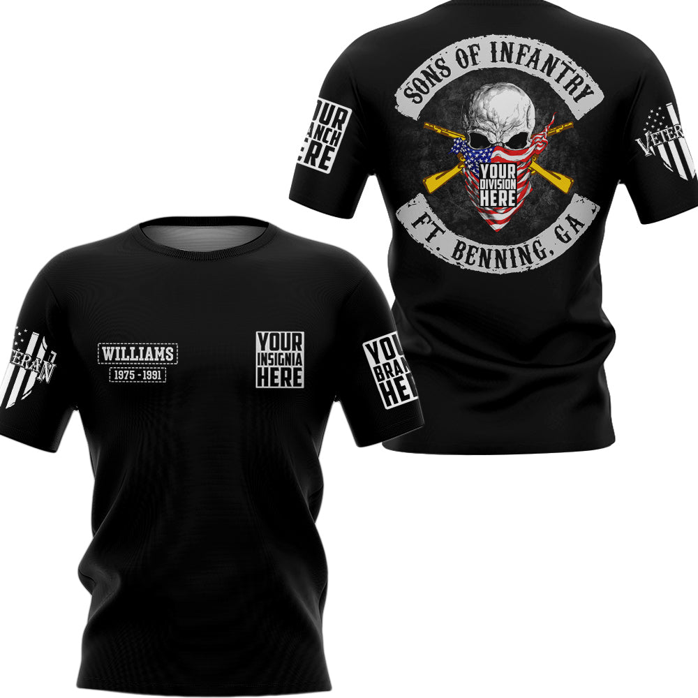 Custom Military Base Sons Of Infantry Personalized All Over Print Shirt For Veteran Grunt Style Design Tshirt H2511