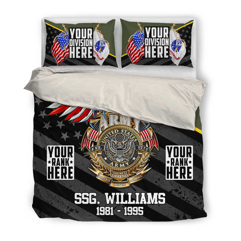 Premium Multiple US Military Services Veteran Proudly Served Personalized Bedding Set Gift For Veteran H2511