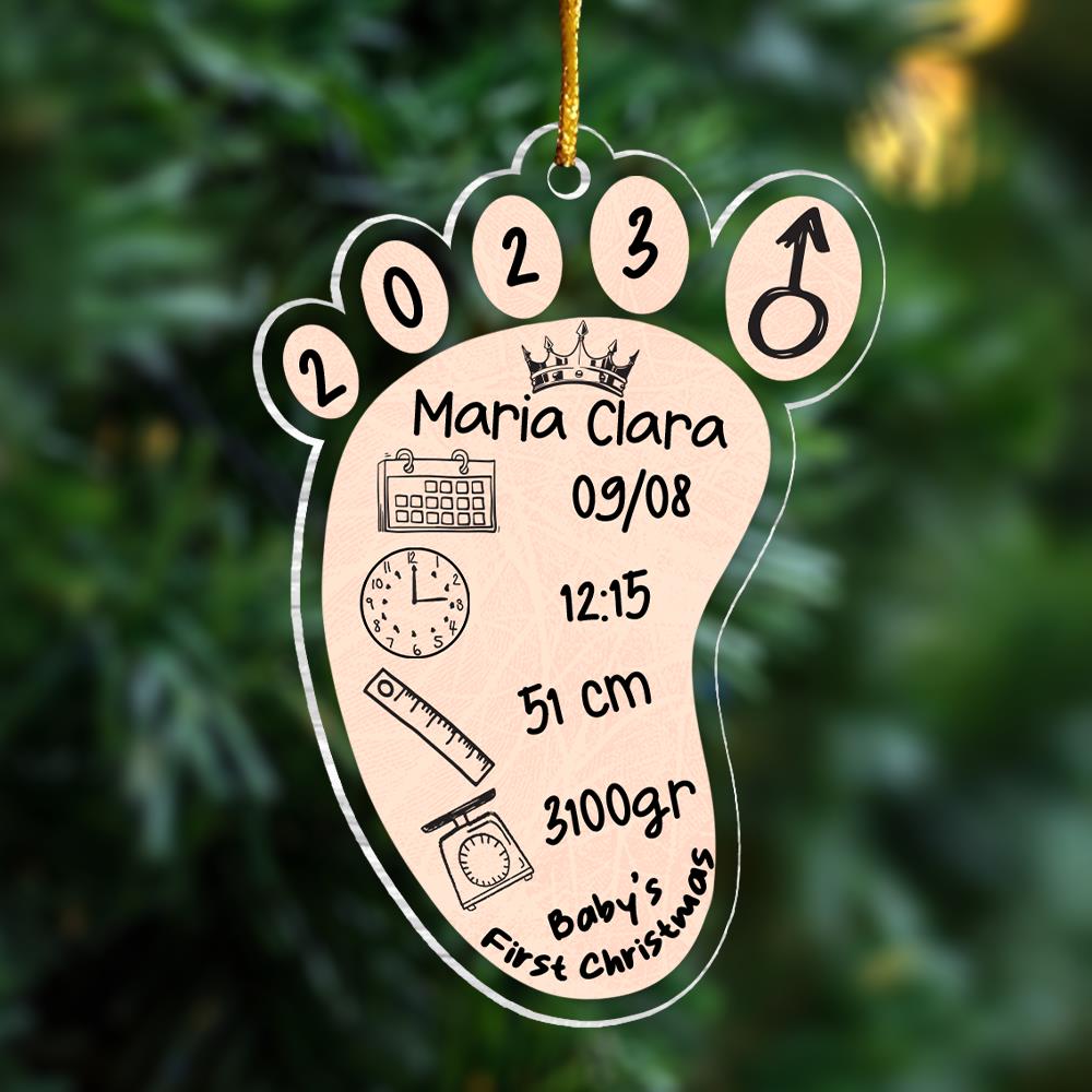 Baby’s First Christmas Personalized New Born Baby Footprint Ornament - TT01