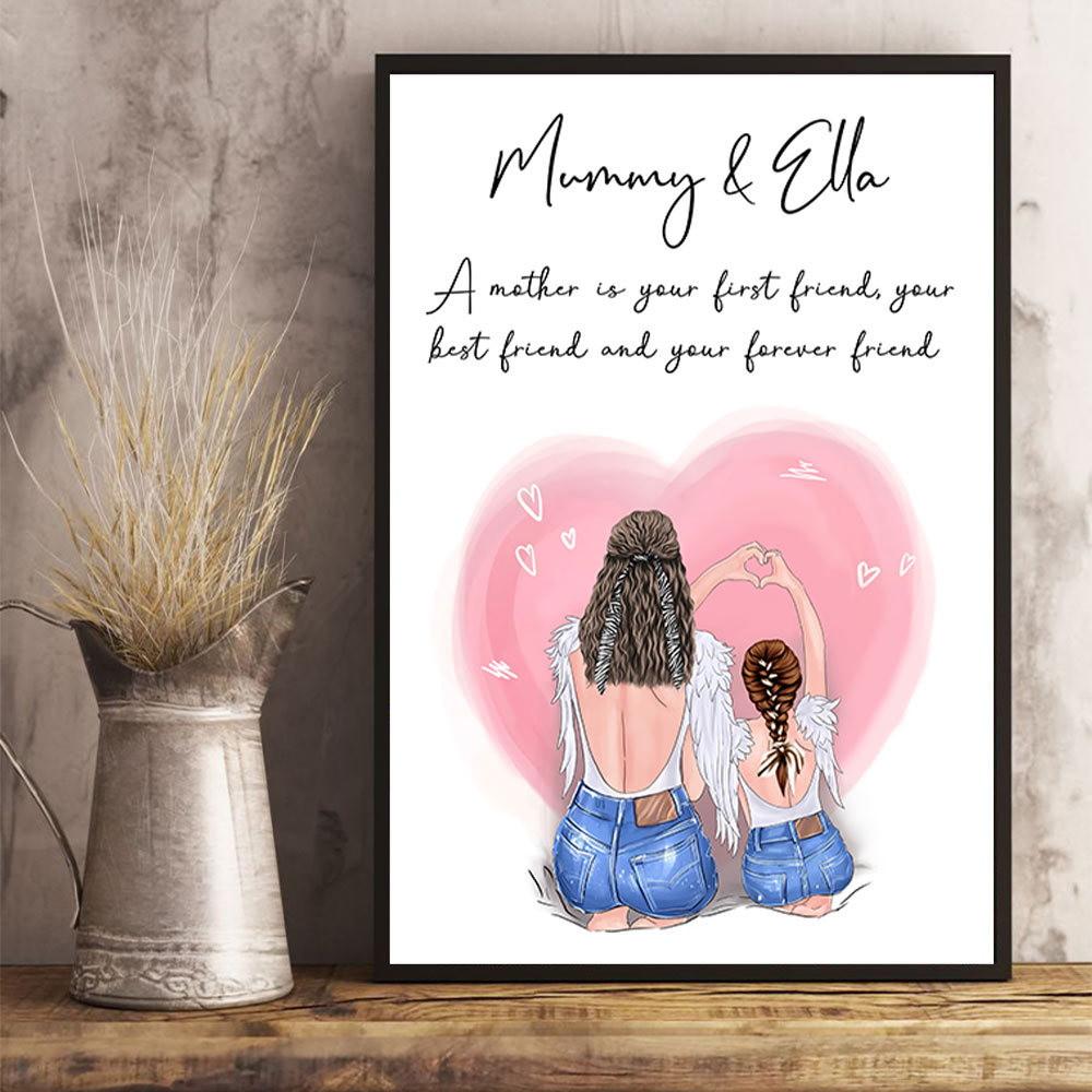 Personalized Canvas Gift For Mom - Custom Gifts For Mom - First My Mother  Forever My Best Friend Poster