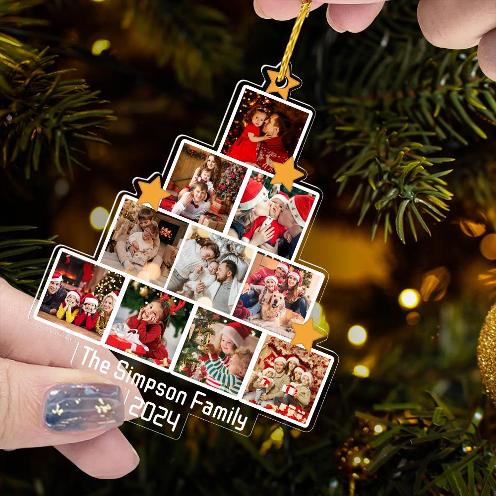 Photo Family Tree Christmas - Personalized Acrylic Photo Ornament NA2