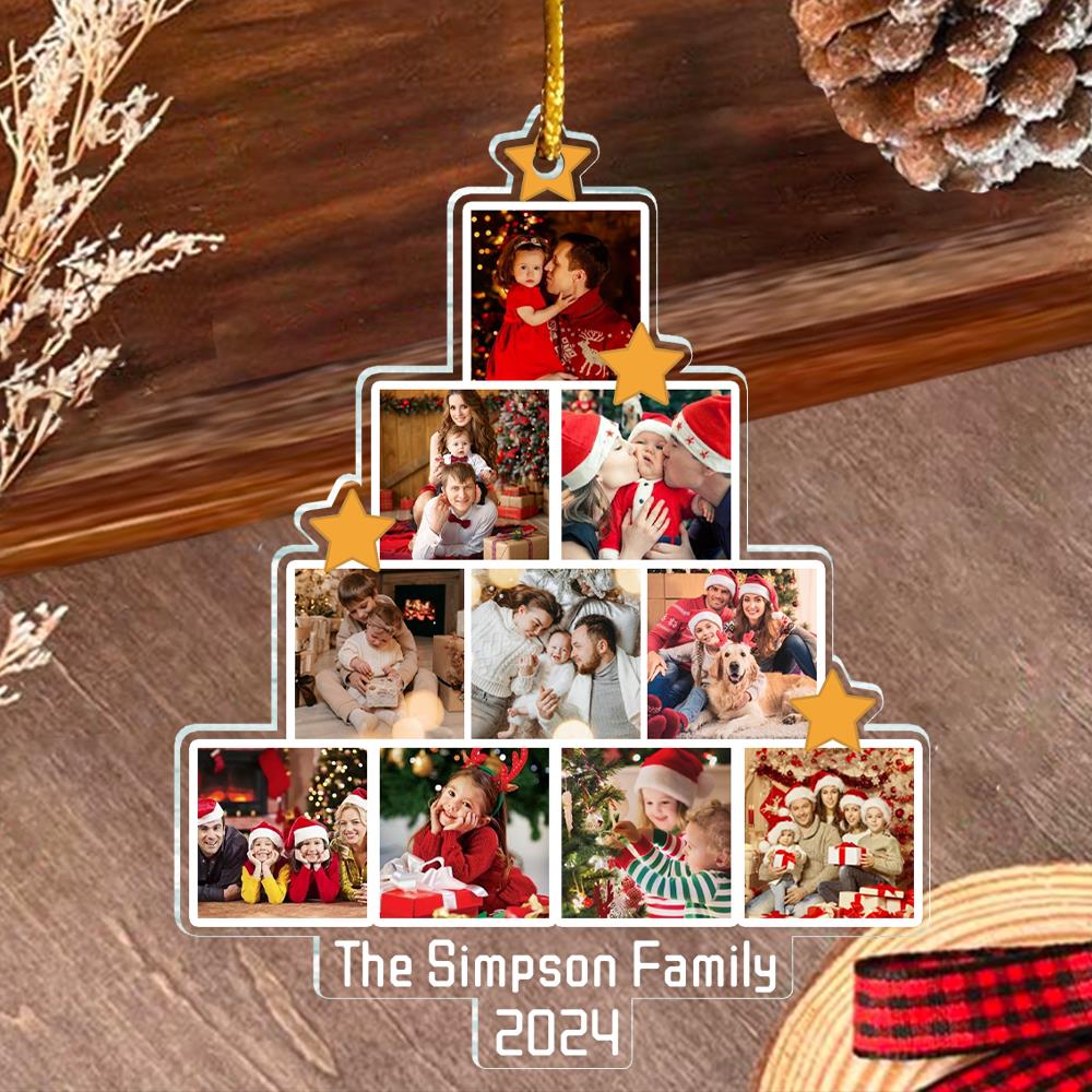 Photo Family Tree Christmas - Personalized Acrylic Photo Ornament NA2 | Interest Pod