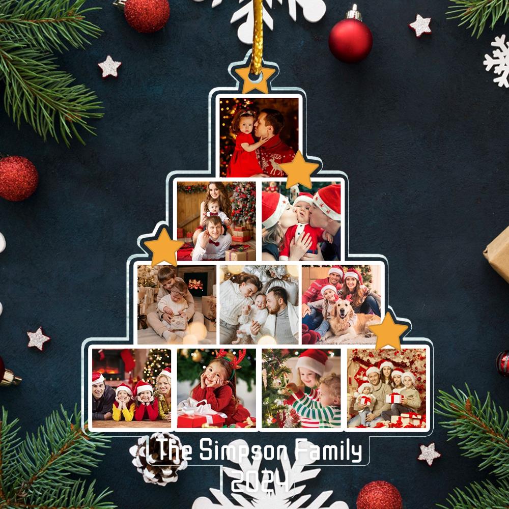 Photo Family Tree Christmas - Personalized Acrylic Photo Ornament NA2