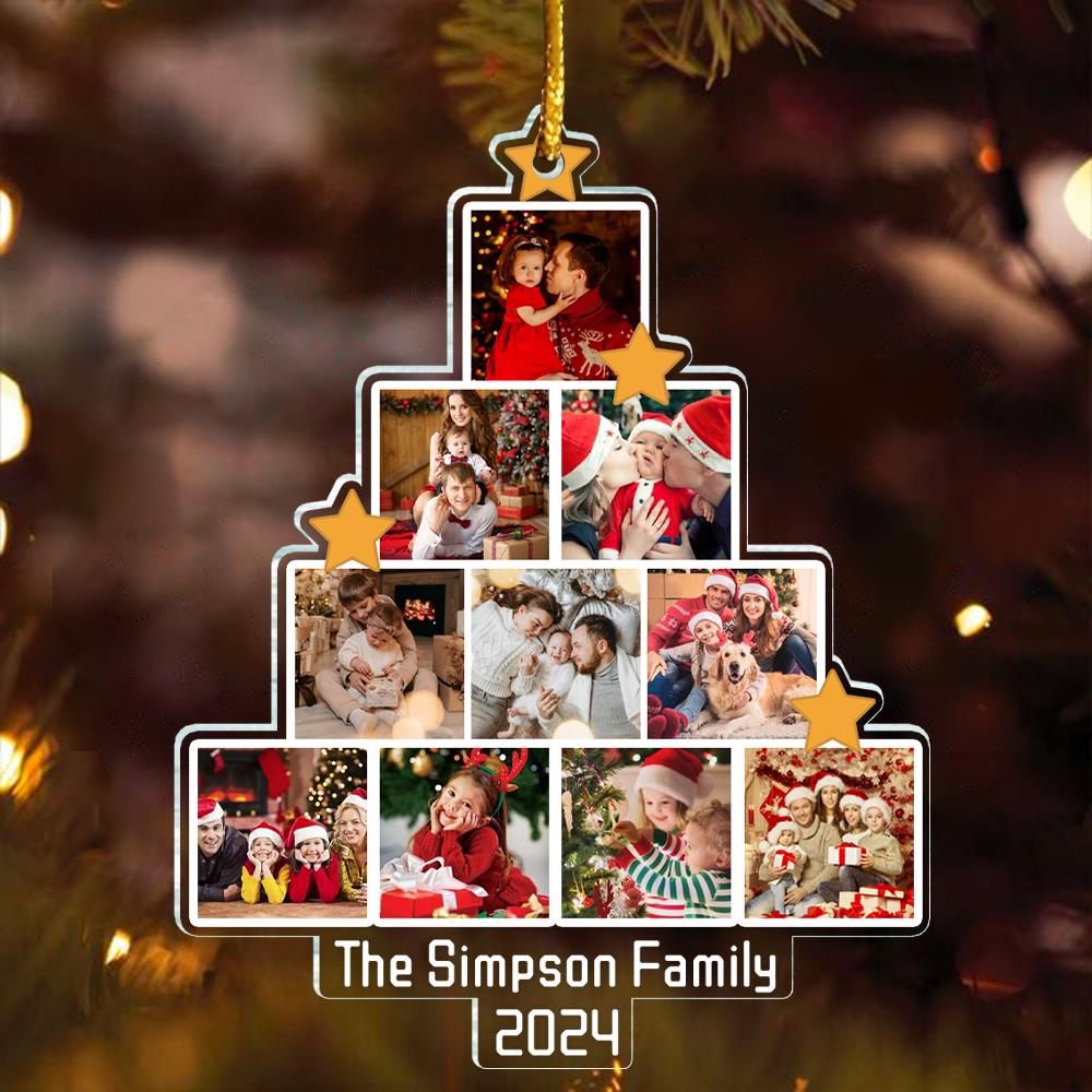Photo Family Tree Christmas - Personalized Acrylic Photo Ornament NA2