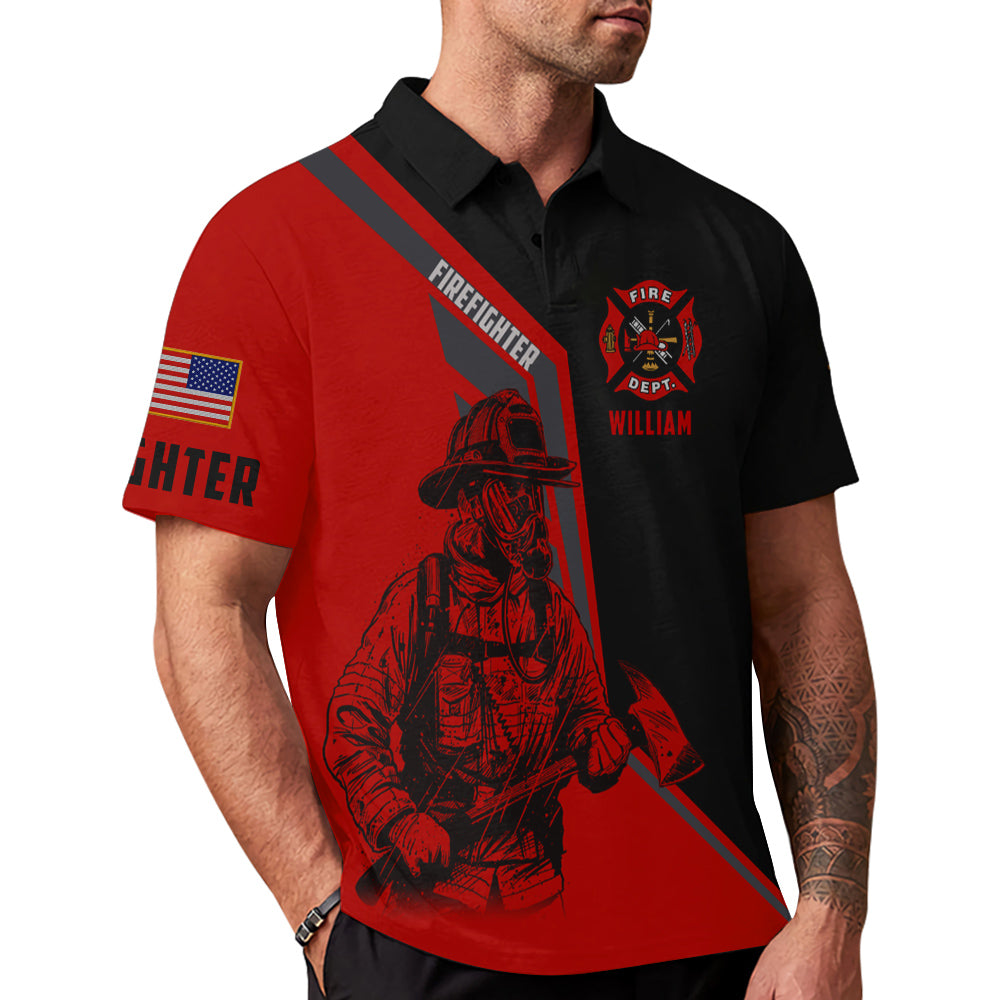 Personalized Shirts Firefighter Custom Name Clipart Number Fireman All Over Print Shirt K1702
