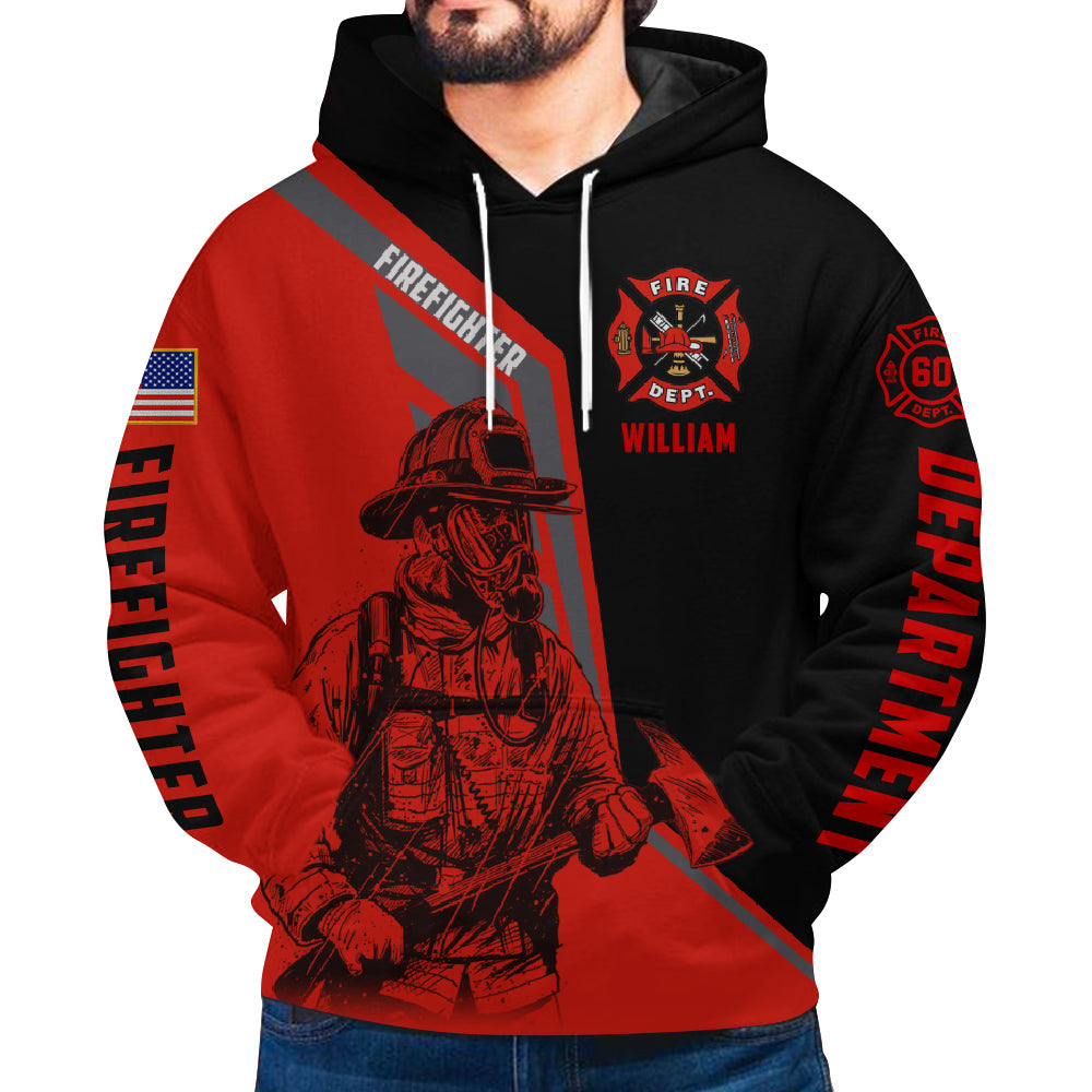 Personalized Shirts Firefighter Custom Name Clipart Number Fireman All Over Print Shirt K1702