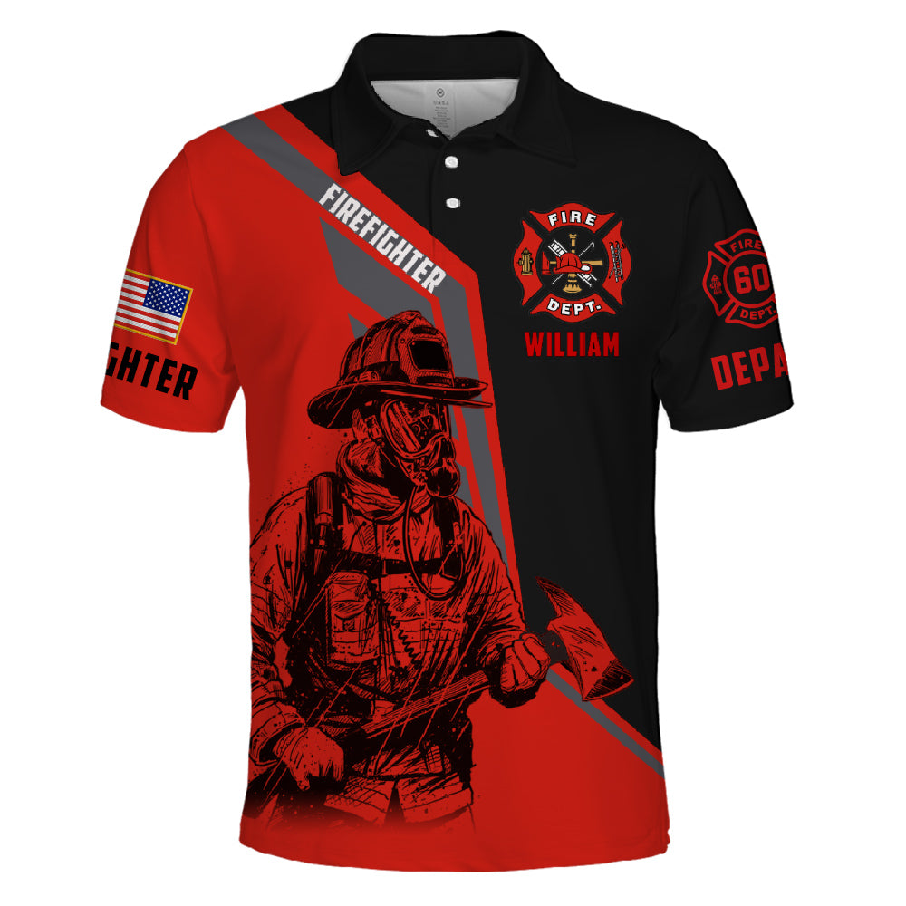 Personalized Shirts Firefighter Custom Name Clipart Number Fireman All Over Print Shirt K1702