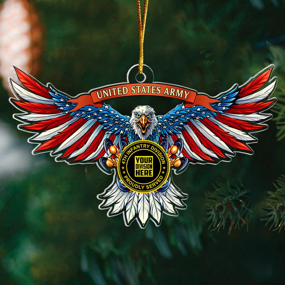 U.S. Veteran American Eagle Veteran Flag Custom Ornament With Division and Branch K1702