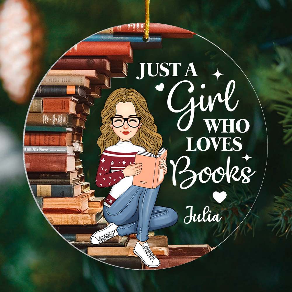 Just A Girl Who Loves Books Personalized Ornament Custom Gift For Book Lover