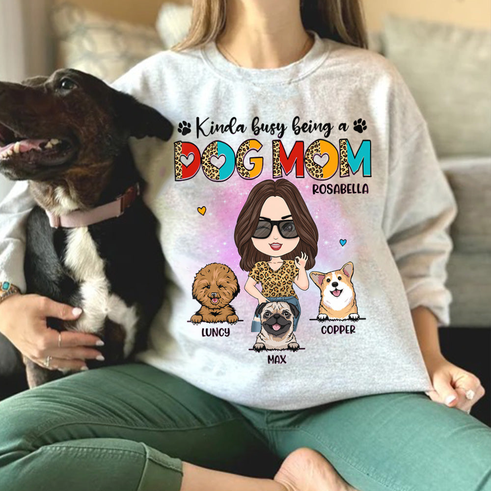 Kinda Busy Being A Dog Mom Personalized Shirt for Dog Mom Cute Gift For Dog Lover H2511