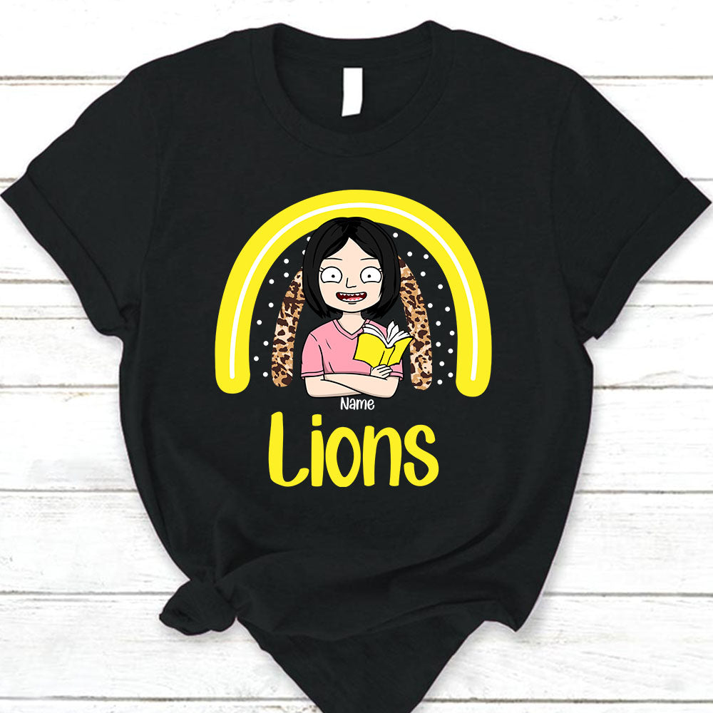 Personalized Lions Mascot Rainbow T - Shirt Back To School