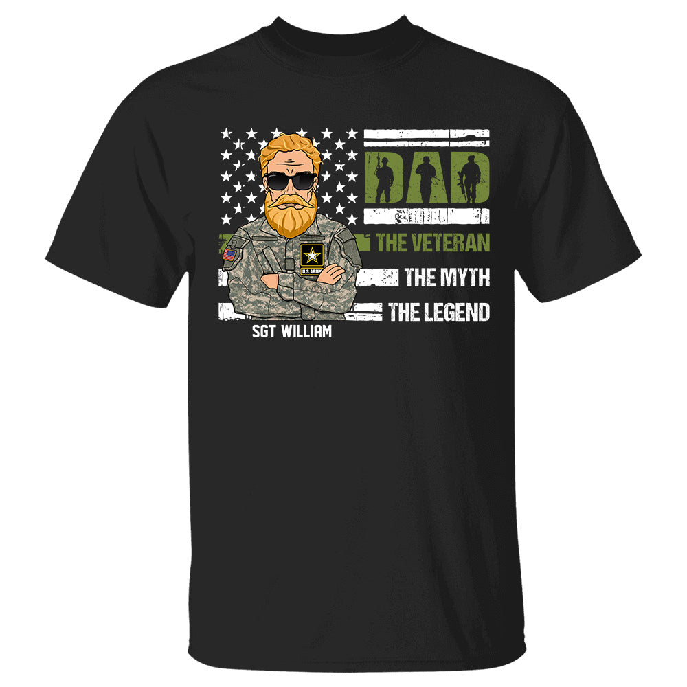 Dad The Veteran The Myth The Legend American Flag Personalized Shirt For Veteran Dad Grandpa H2511