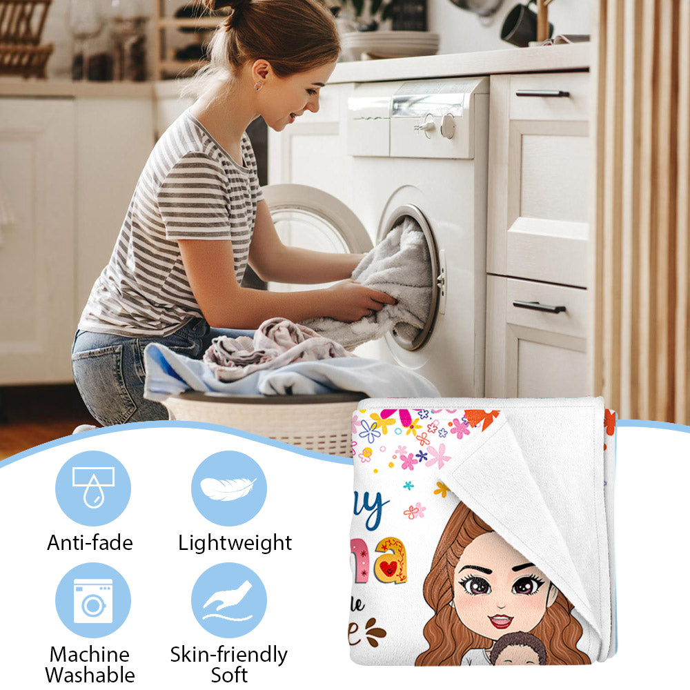 Hi Mommy Grandma Told Me That You Are Awesome Custom Blanket For New Baby Mom Colorful Floral Blanket Gift Mother's Day Gift H2511