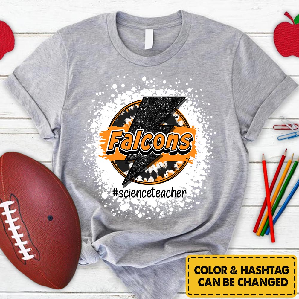 Personalized Falcons Lightning Bolt Circle T-Shirt For Teacher
