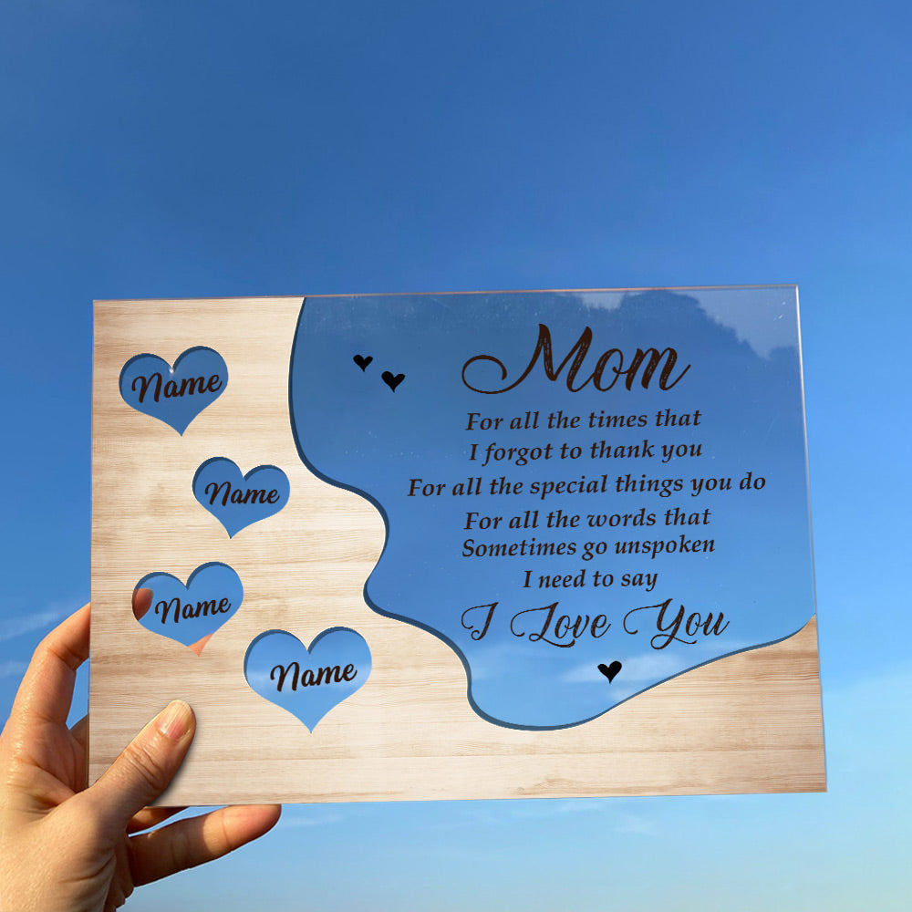 Personalized Acrylic Plaque Gift For Mom - Custom Gifts For Mom - Mom For All The Time That I Forgot To Thank You Acrylic Plaque For Grandma