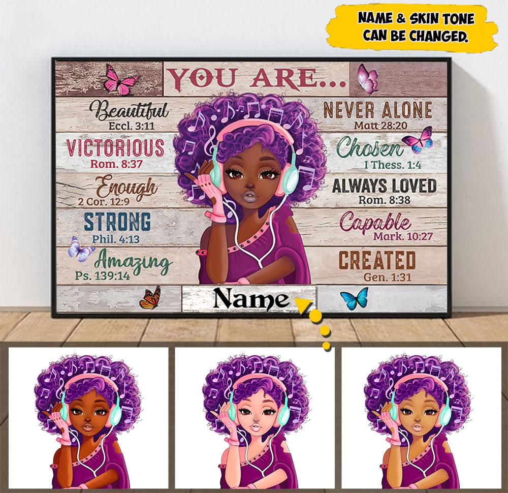 Personalized Black Queen Poster You Are Beautiful Strong Amazing Cute Black Girl Poster For Black Women Custom Black Queen Poster Loqn