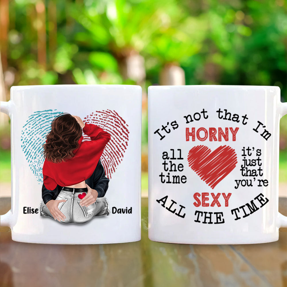 It's Not That I'm Horny Naughty Personalized Couple Mug