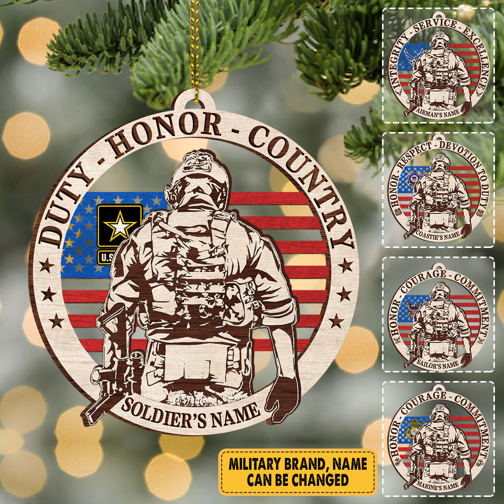 Personalized Military Wood Ornaments Custom All Branches Veteran Soldier K1702