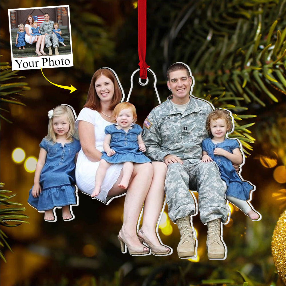 Custom Photo Military Acrylic Ornament Gift For Military Family