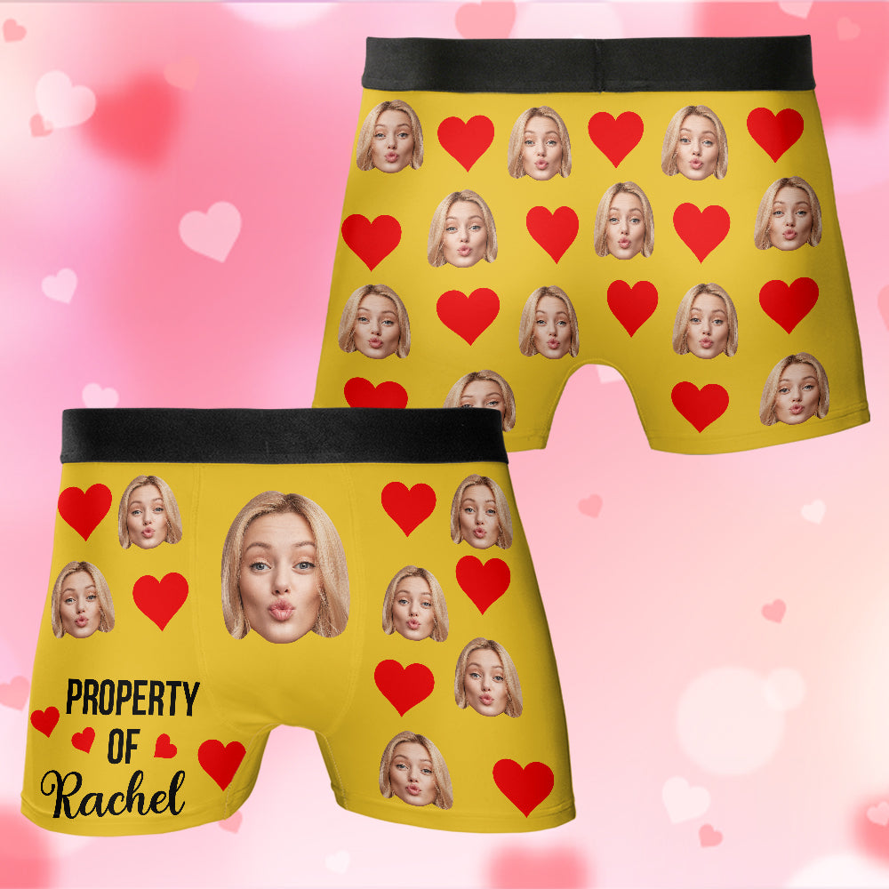 Custom Muti-Face Boxer - Property Of Custom Name Boxers with Face on Them Gift For Him
