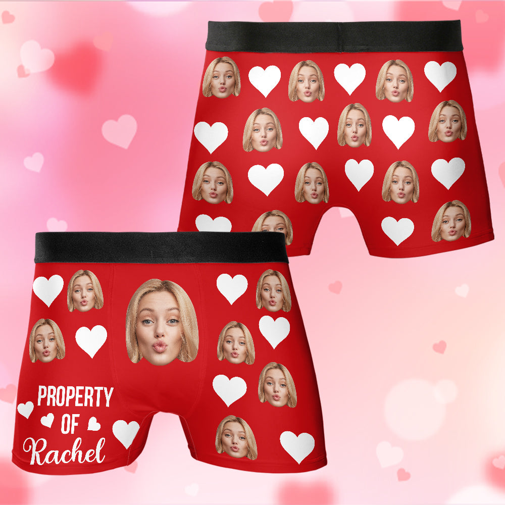 Custom Muti-Face Boxer - Property Of Custom Name Boxers with Face on Them Gift For Him