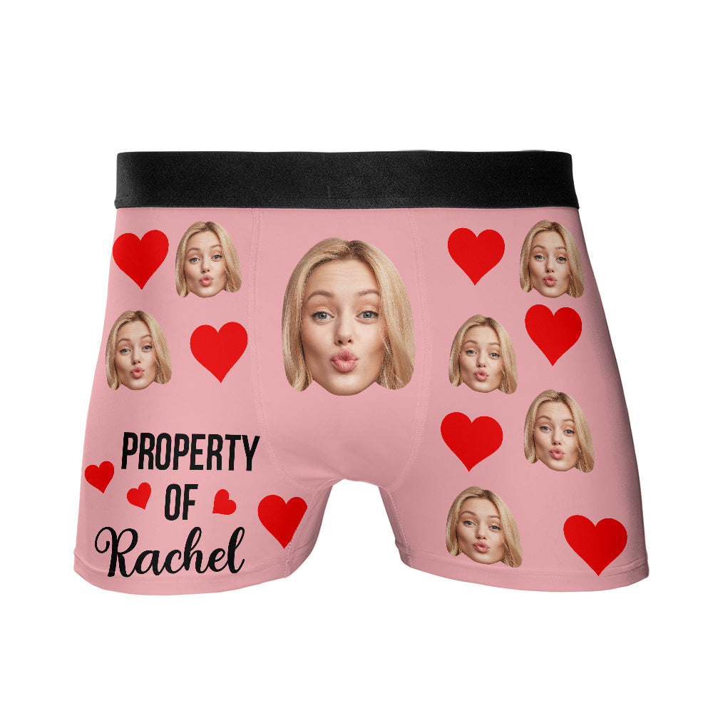 Custom Muti-Face Boxer - Property Of Custom Name Boxers with Face on Them Gift For Him