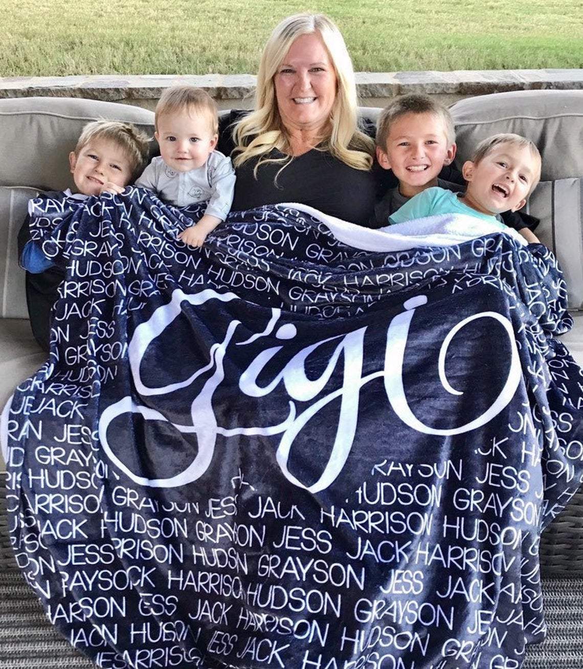 Personalized Grandma With Grandkids Names Blanket Gift For Grandma