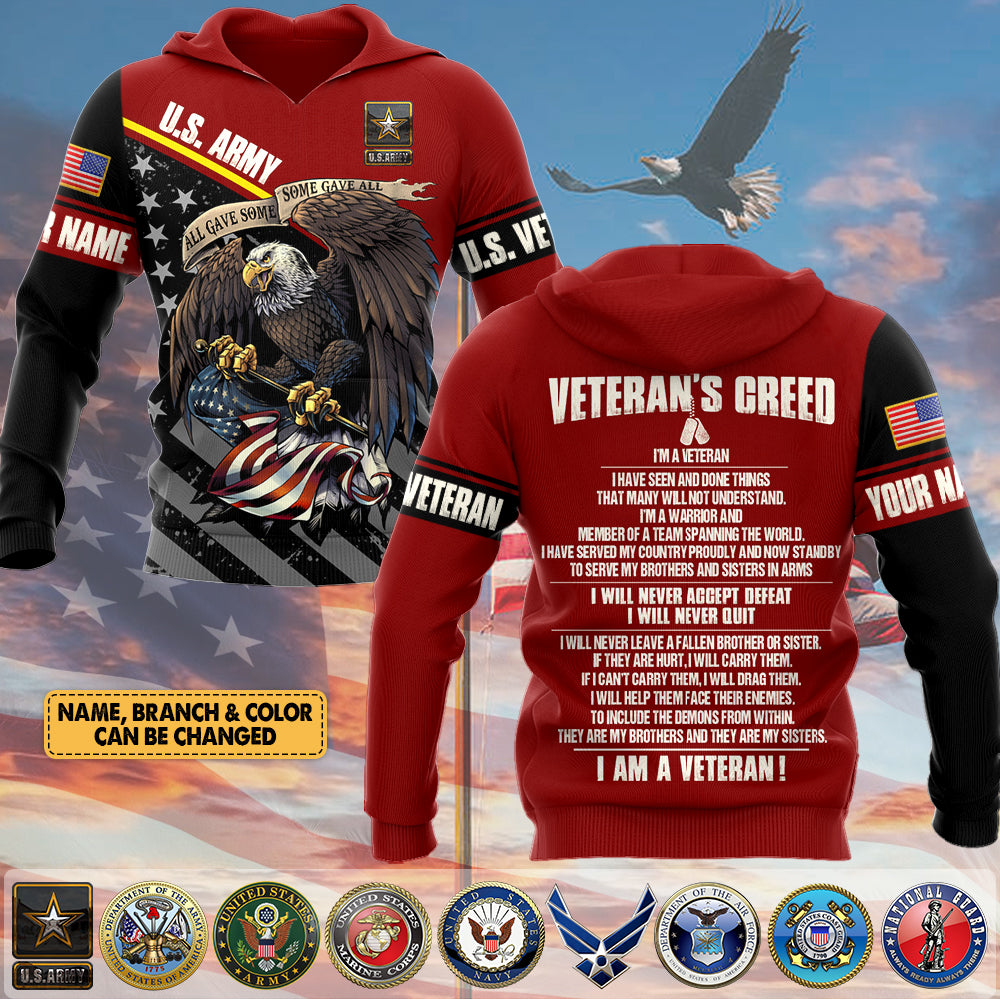 Personalized Gift For Veteran Custom Name & Branch Gift For Veteran Dad Grandpa Veteran Creed Shirt H2511