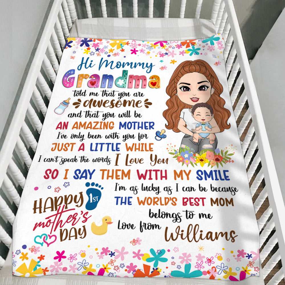 Hi Mommy You Are Awesome And Amazing - Custom Blanket For Mom To