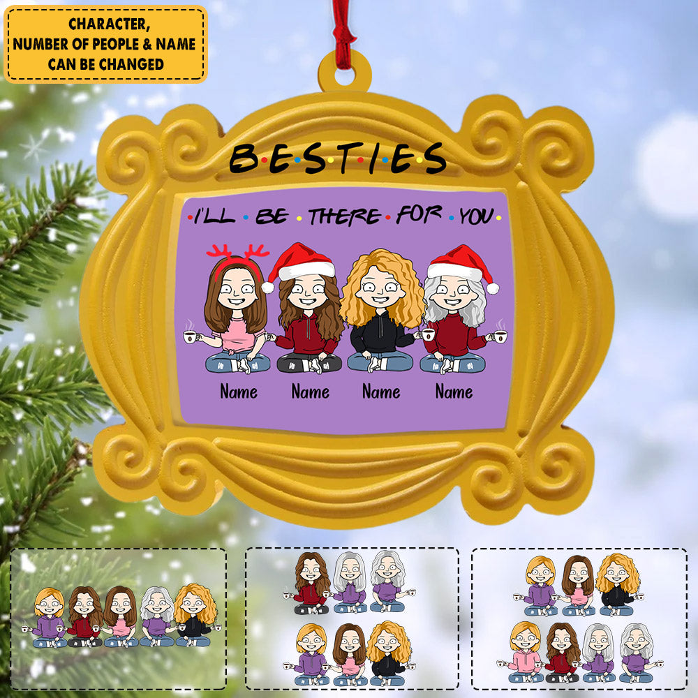 Personalized Besties Sisters Sistas Ornament - I'll Be There For You Yellow Mirror Ornament